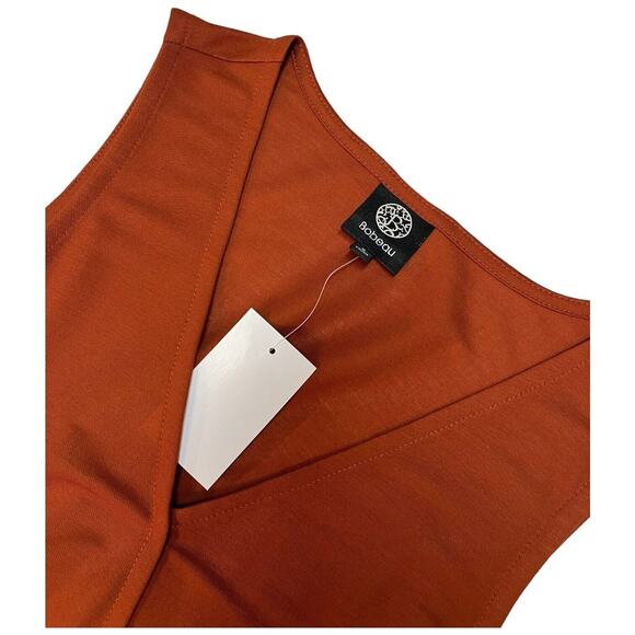 New Bobeau Jumpsuit Womens Small Orange Sleeveless Cropped V Neck Belted Boho - Picture 4 of 15